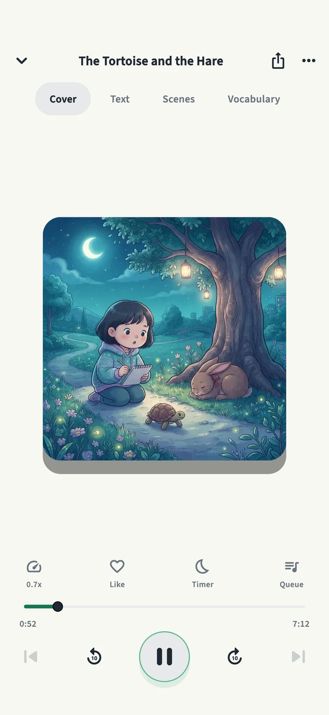 Shiya Stories and player app screen with demo data